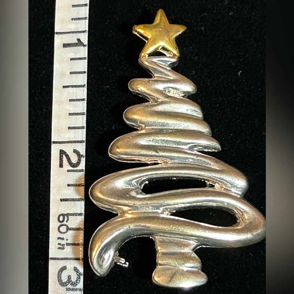 Silver And Gold Tone Brooch Christmas Tree